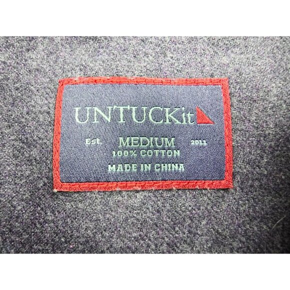 Untuckit Size Medium Mens Plum Flannel Long Sleeve Logo Tag Cotton Pocket Shirt - Picture 4 of 9
